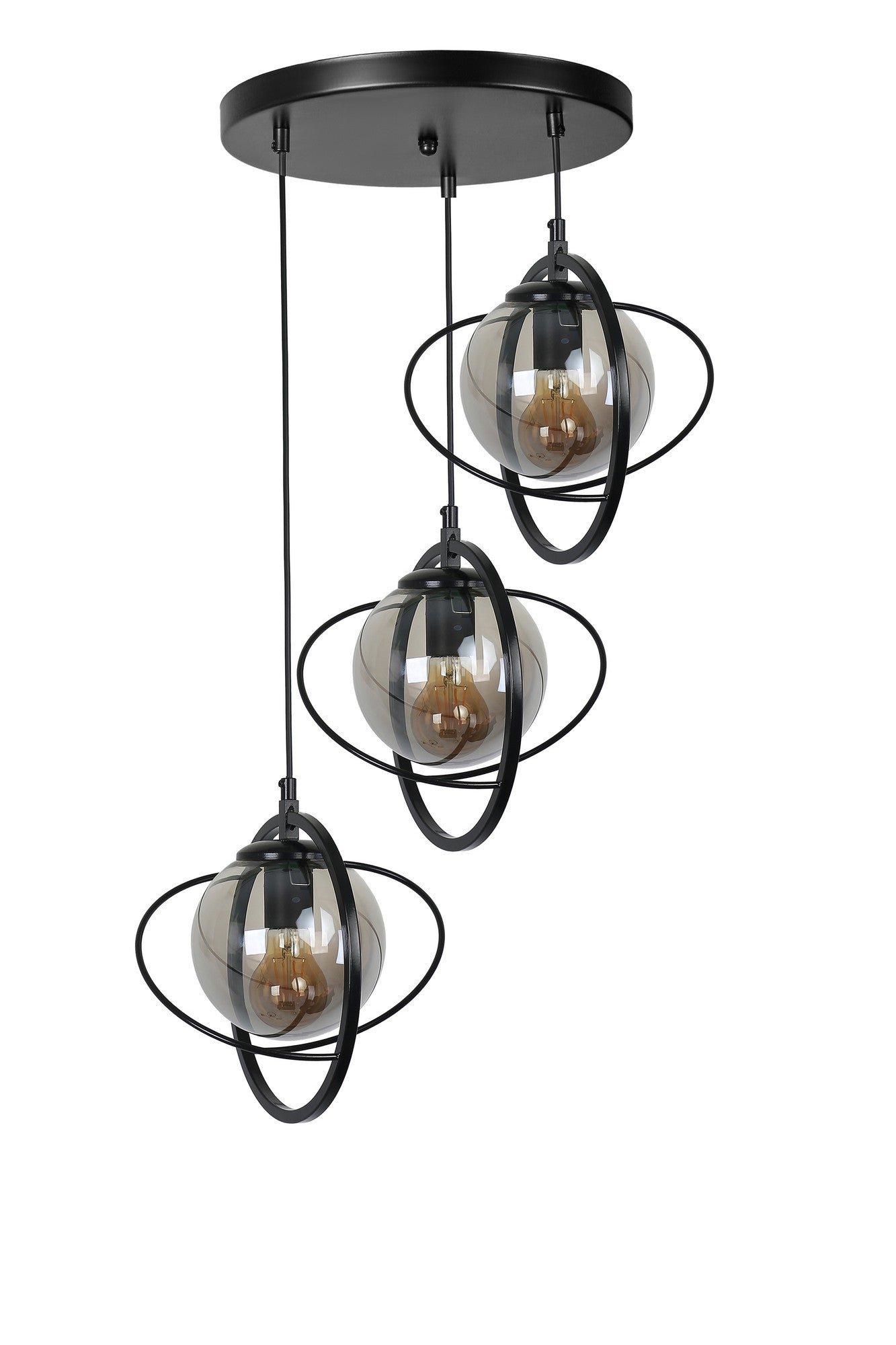 Candeeiro de Teto – 30 cm – Preto e Fumê – Metal