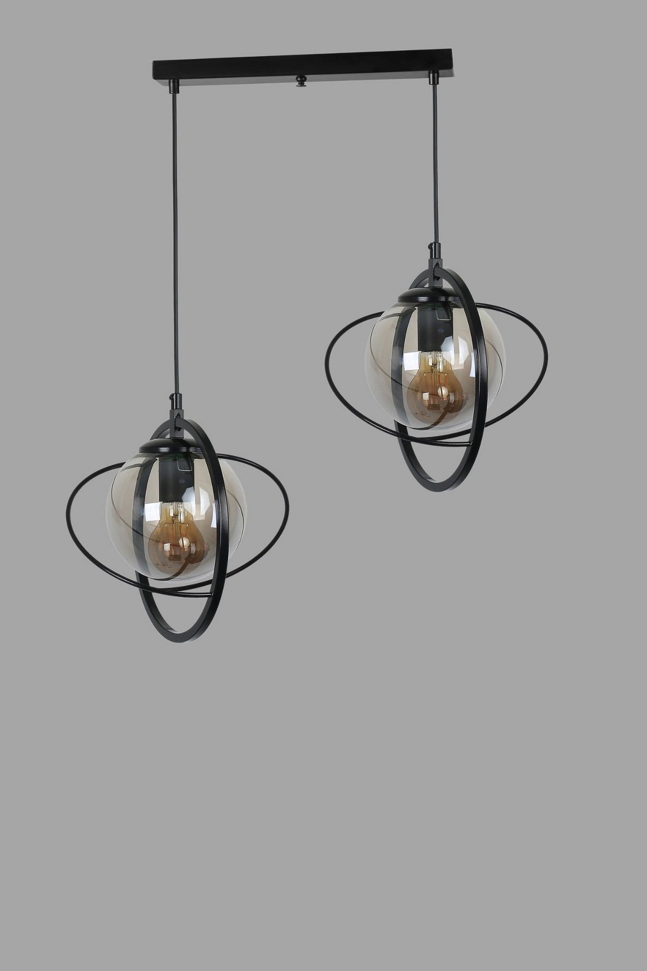 Candeeiro de Teto – 25 cm – Preto e Fumaça – Metálico