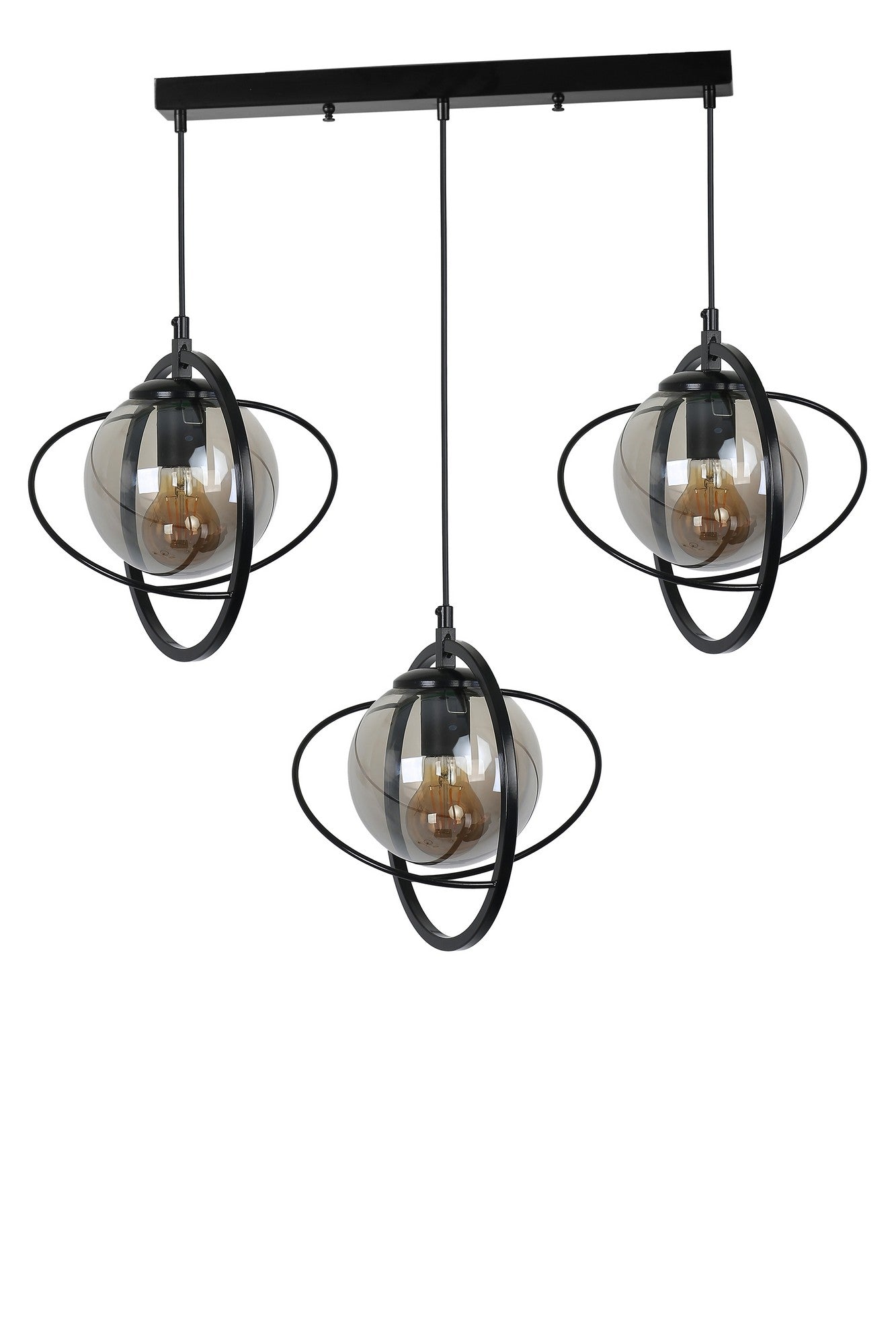 Candeeiro de Teto – 25cm – Preto e Fumê – Metal