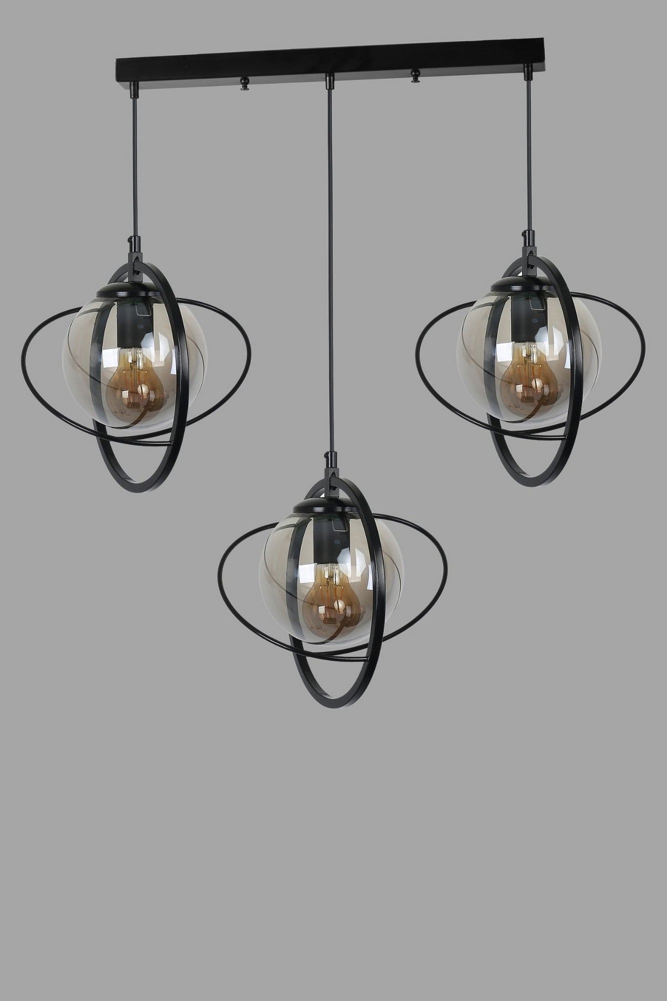 Candeeiro de Teto – 25cm – Preto e Fumê – Metal