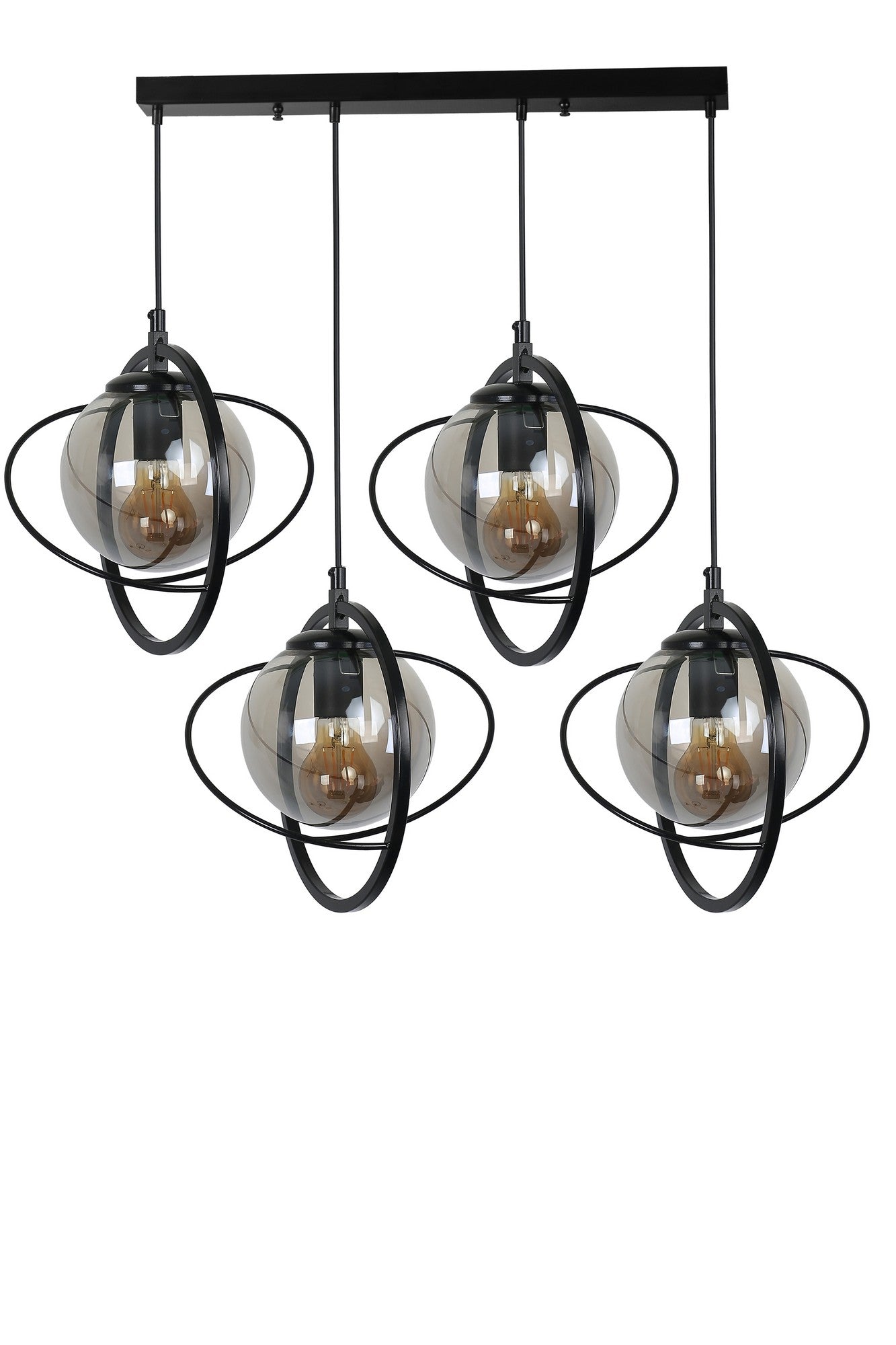 Candeeiro de Teto – 70 cm – Preto e Fumaça – Metal