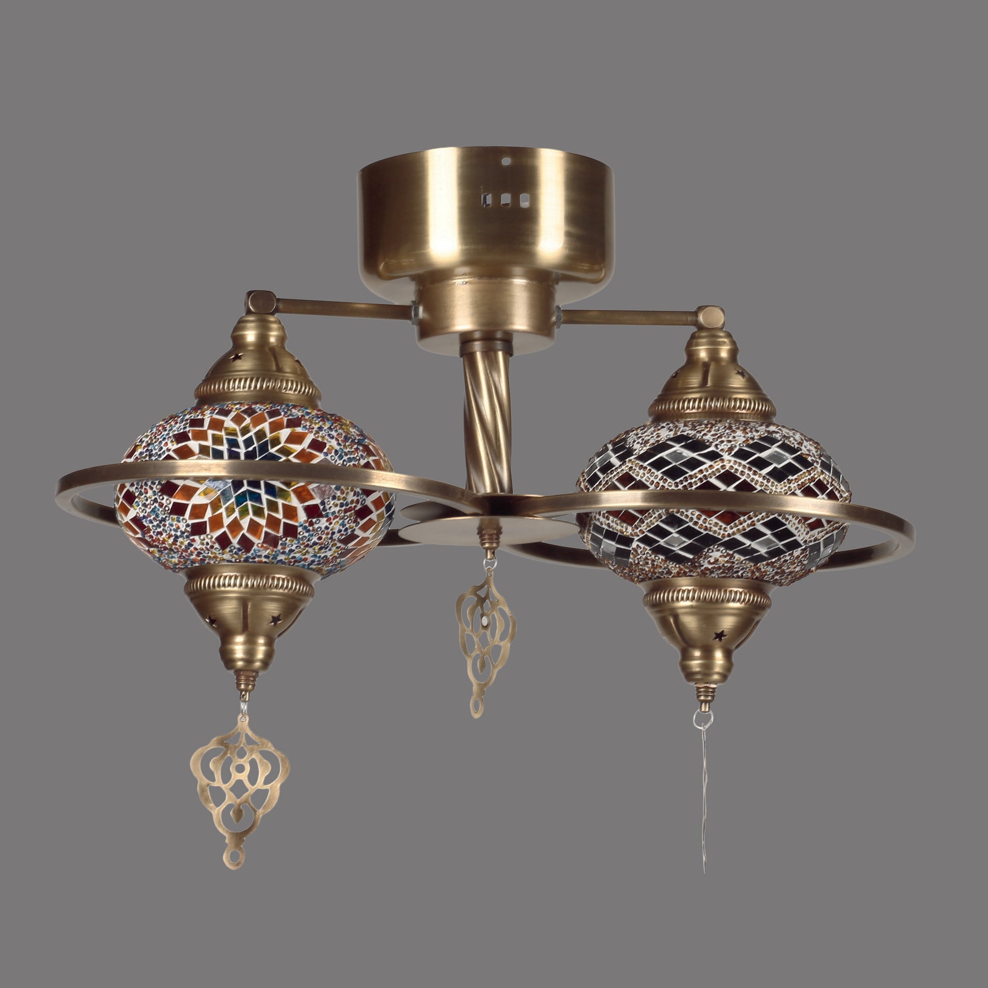 Candeeiro de Teto – 44 cm – Multicolorido – Metal e vidro