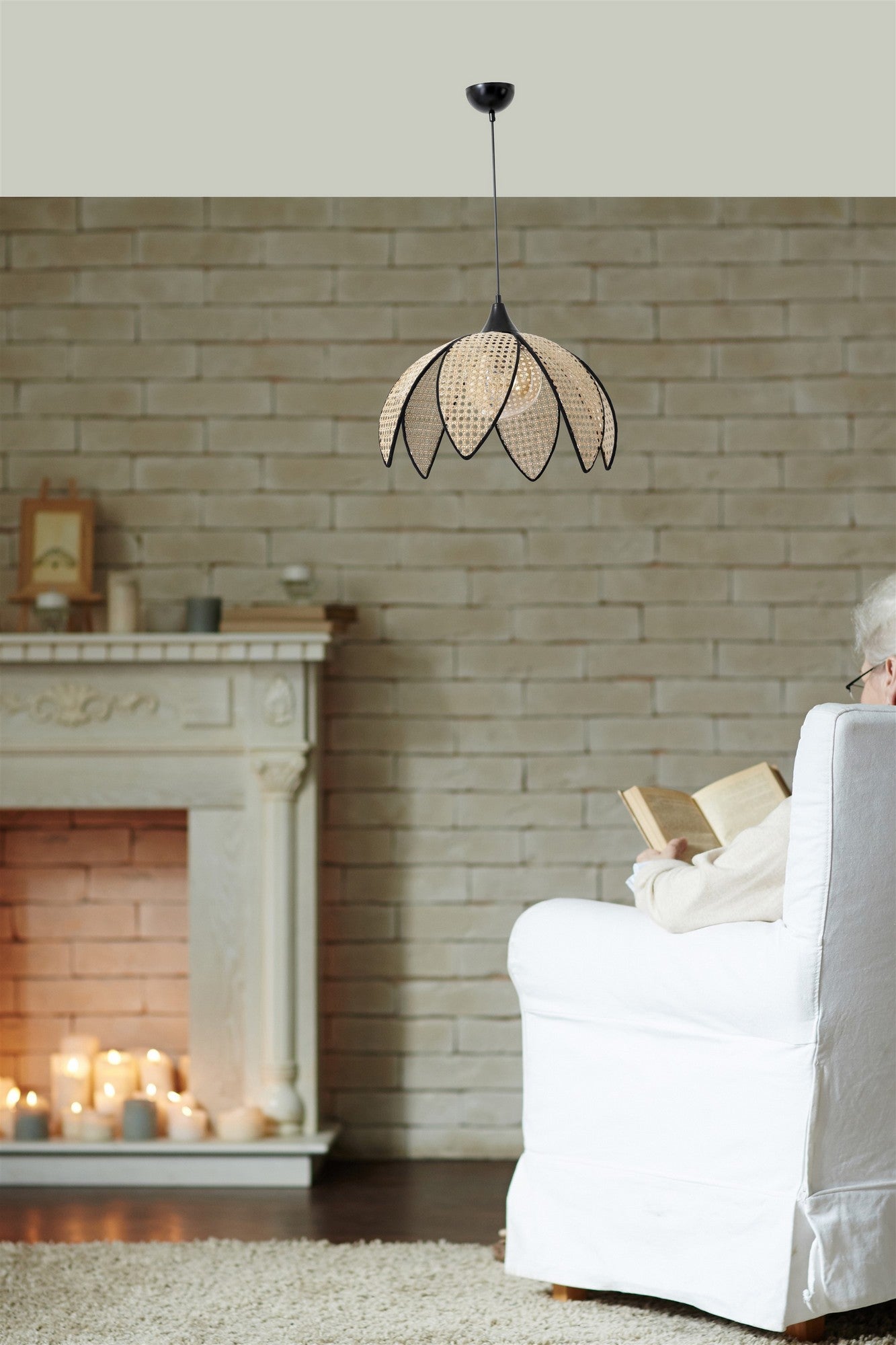 Candeeiro de Teto – 40 cm – Fume e Bege – Metal