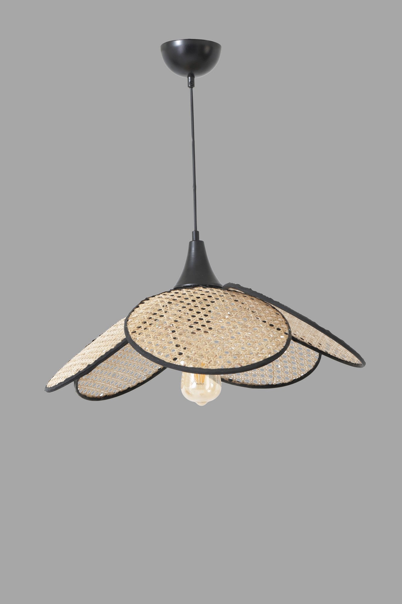 Candeeiro de Teto – 45 cm – Fumaça e Bege – Metal