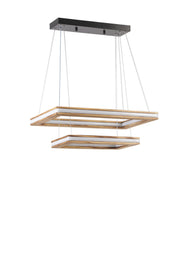 Candeeiro de Teto – 50 x 30 cm, 35 x 20 cm – Cobre e Carvalho – Metal