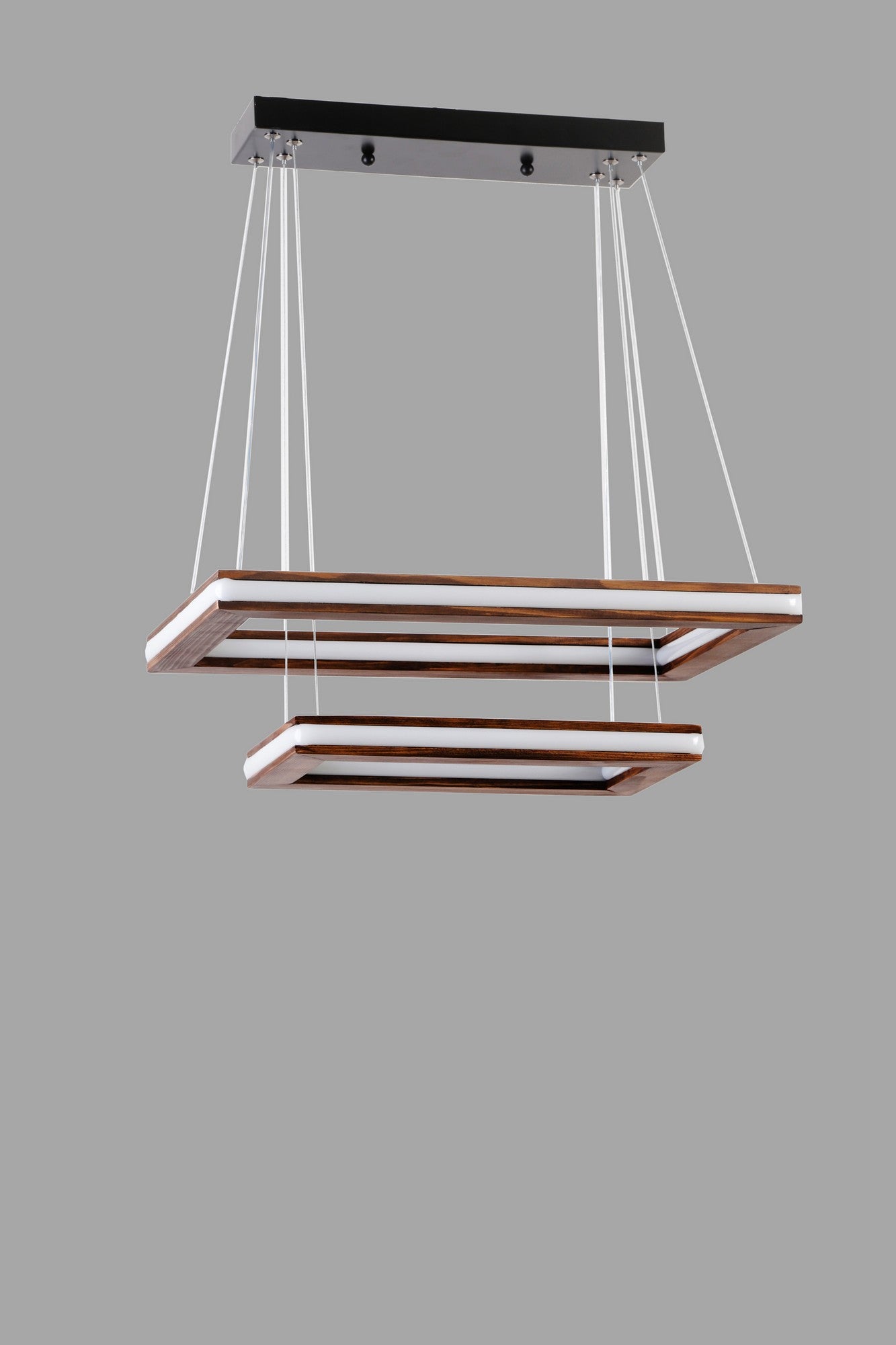 Candeeiro de Teto – 50 x 30 cm, 35 x 20 cm – Cobre e Noz – Metal