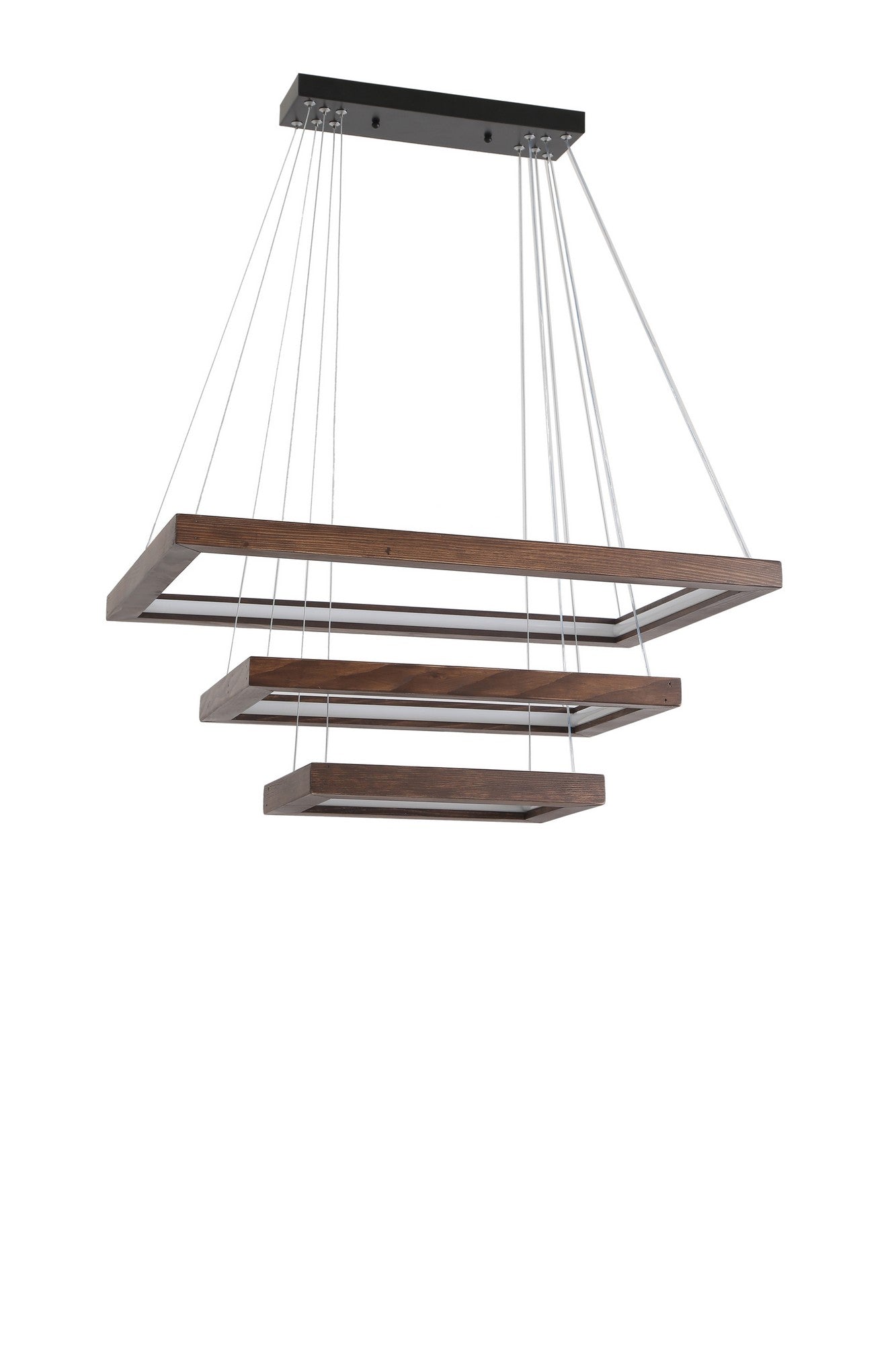 Candeeiro de Teto – 70 x 45 cm, 50 x 30 cm, 35 x 20 cm – Nogueira – Metal