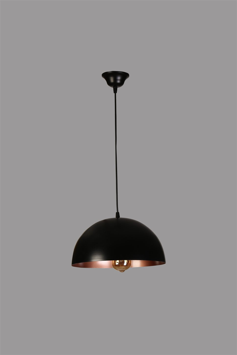 Candeeiro de Teto – 80 cm – Preto e Cobre – Metal