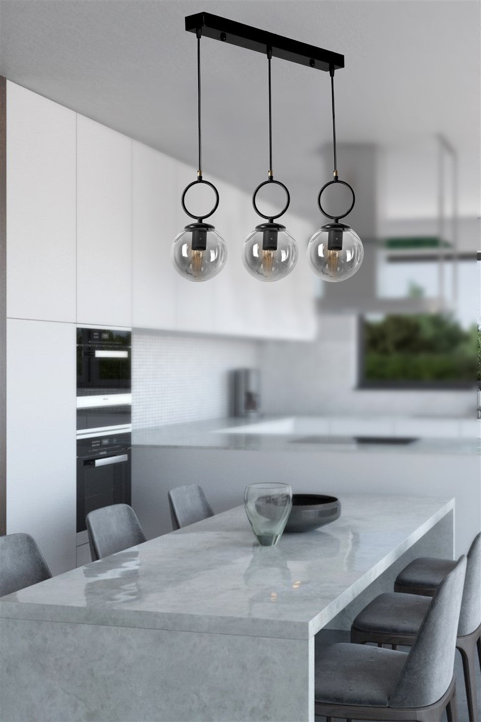 Candeeiro de Teto – 55 cm x 16 cm x 70 cm – Preto – Metal