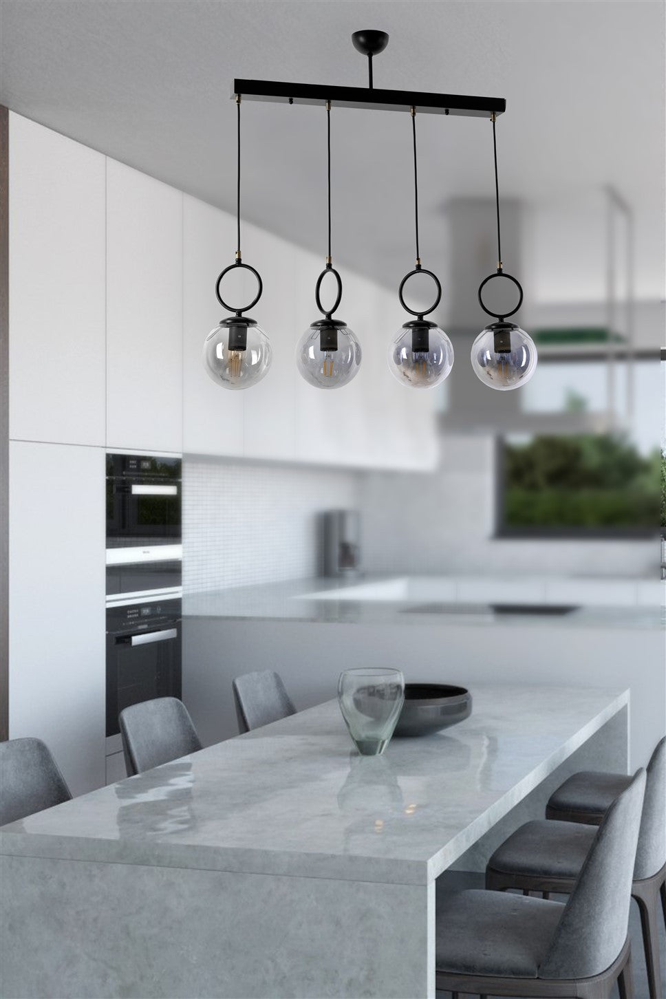 Candeeiro de Teto – 65 cm x 16 cm x 70 cm – Preto – Metal