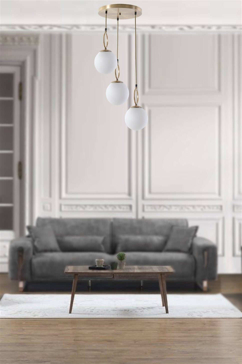 Candeeiro de Teto – 70 cm x 30 cm – Branco – Metal