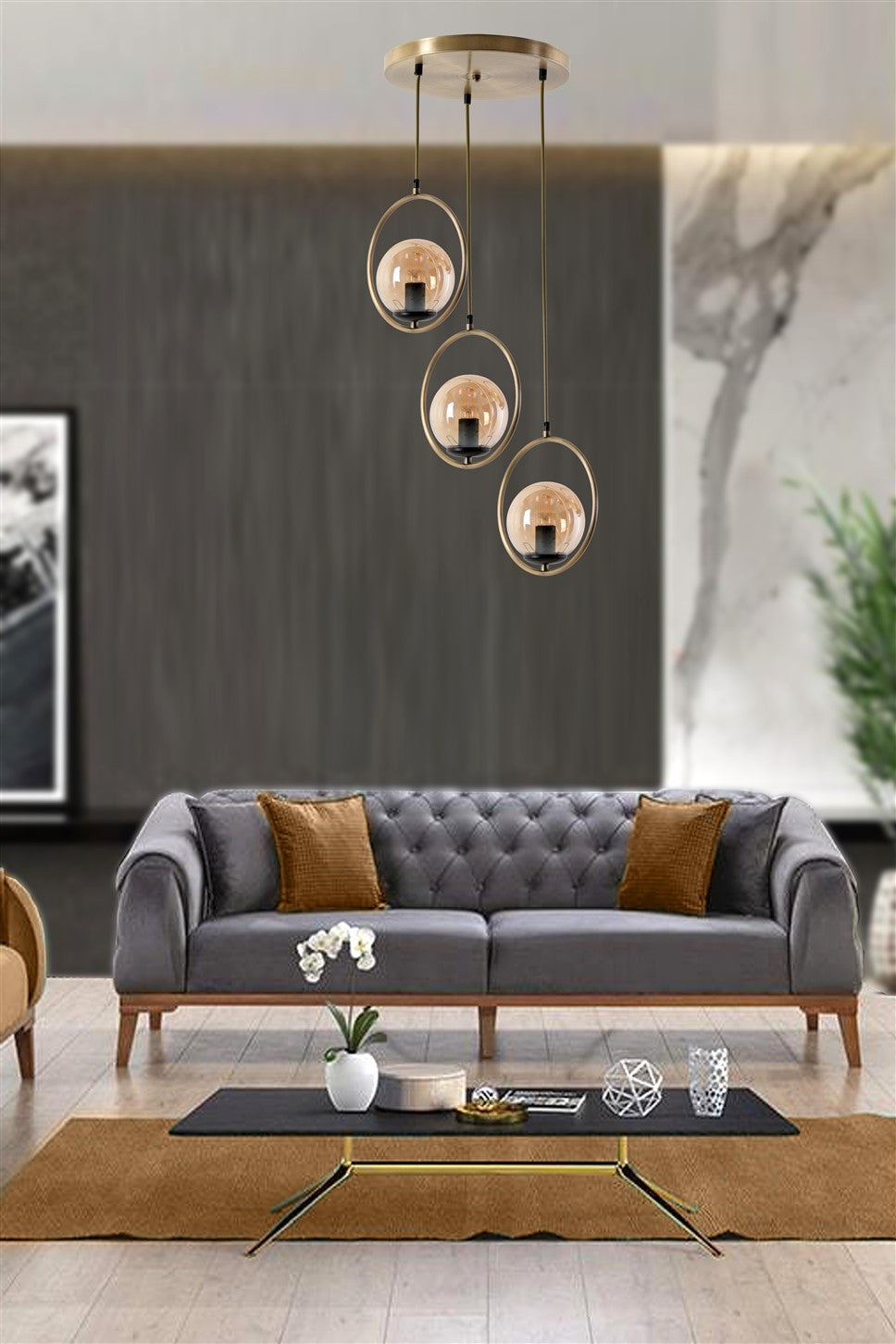 Candeeiro de Teto – 70 cm – Cobre – Metal