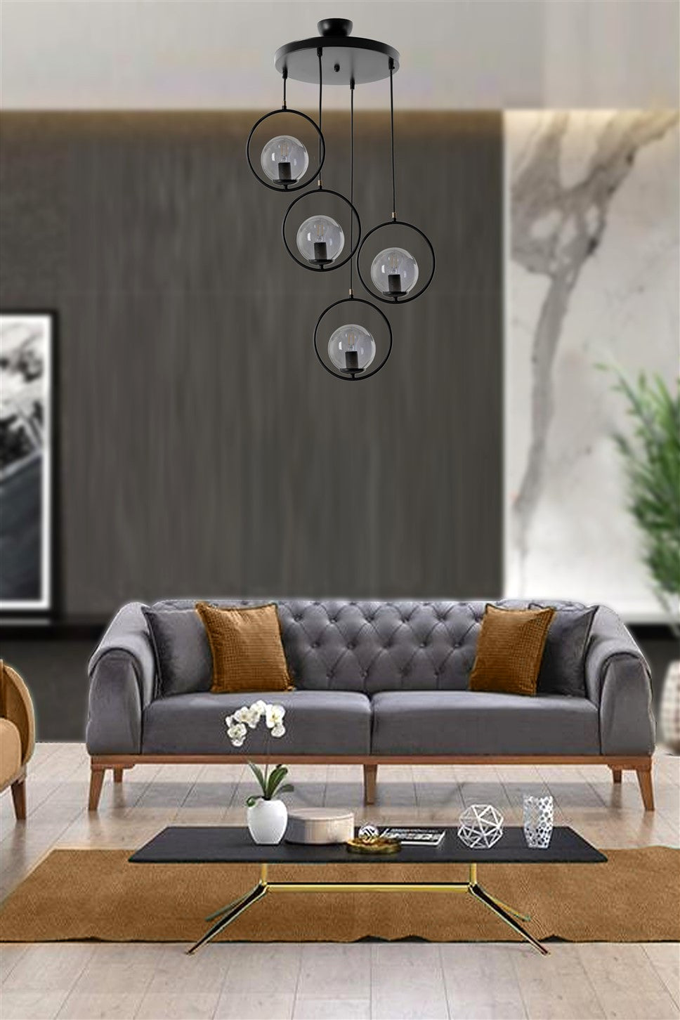 Candeeiro de Teto – 70 cm altura – 30 cm diâmetro – metal