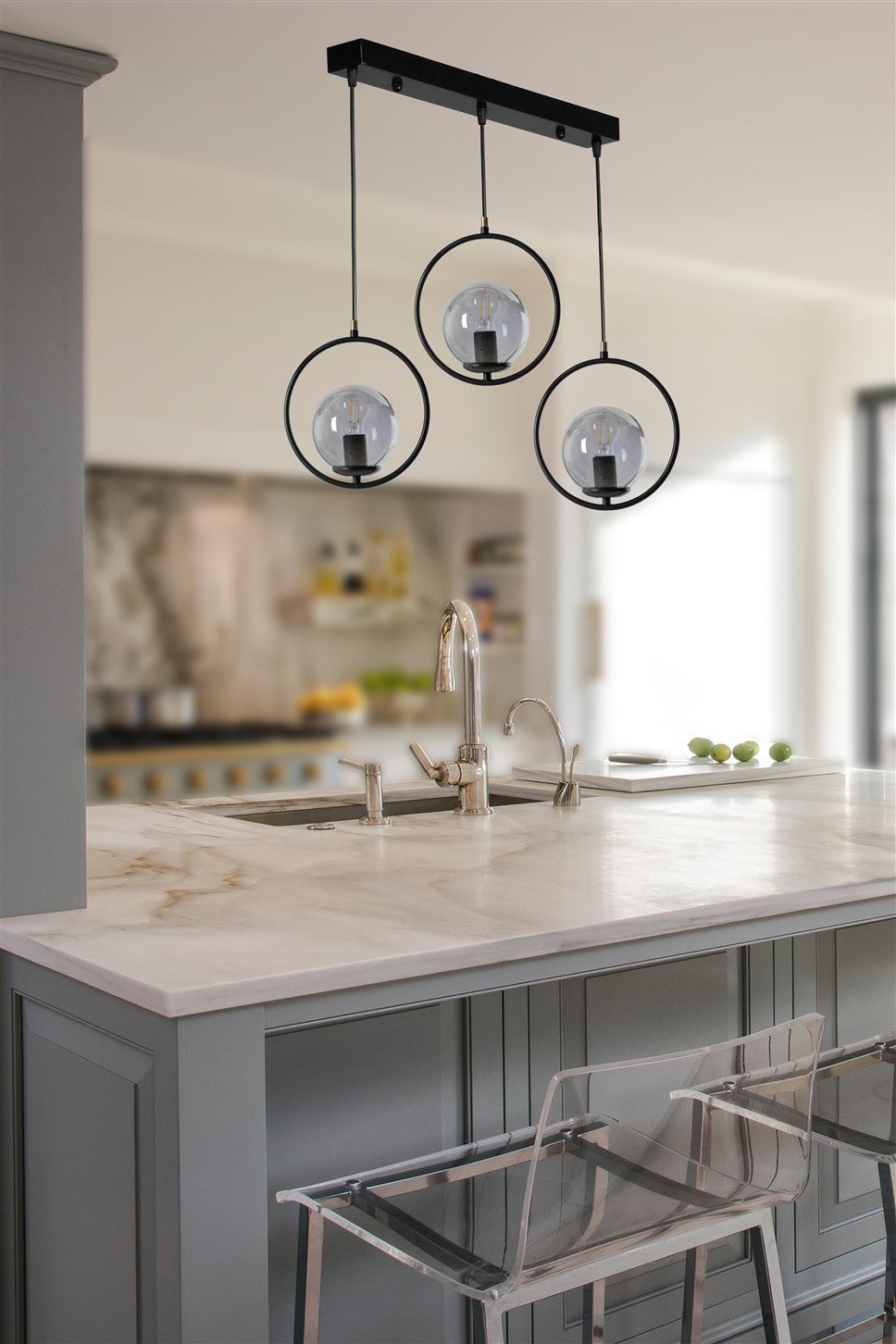 Candeeiro de Teto – 55 cm x 30 cm x 70 cm – Preto – Metal