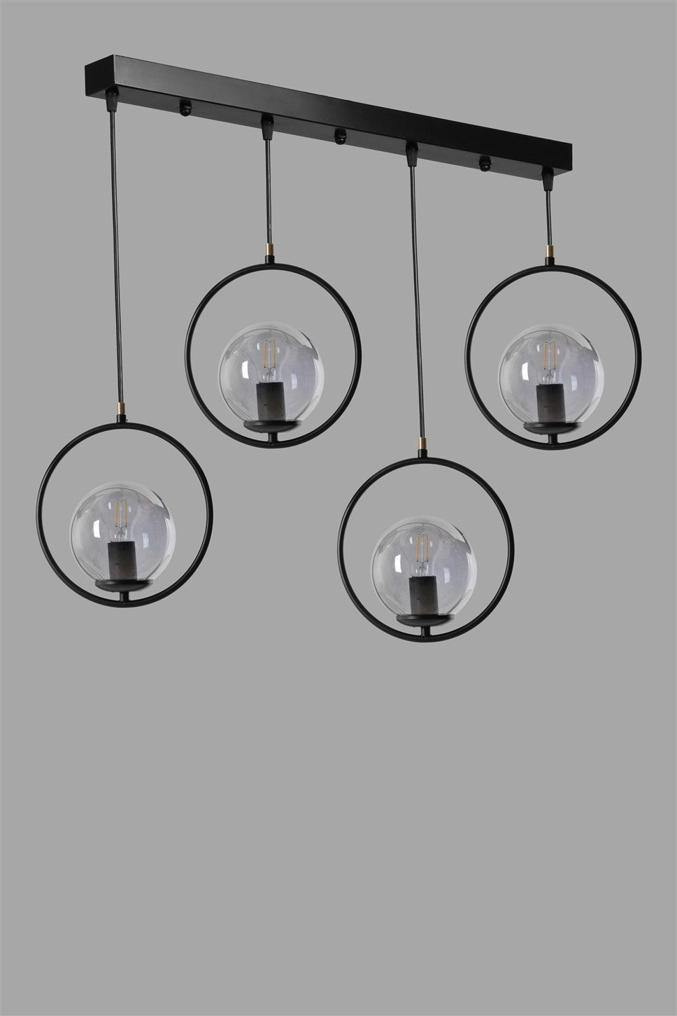 Candeeiro de Teto – 65 cm x 30 cm x 70 cm – Preto – Metal