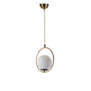 Candeeiro de Teto – 70 cm de altura, 30 cm de diâmetro – branco e cobre – metal