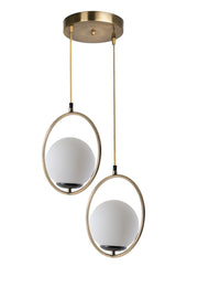 Candeeiro de Teto – 70 cm – Branco e Cobre – Metal