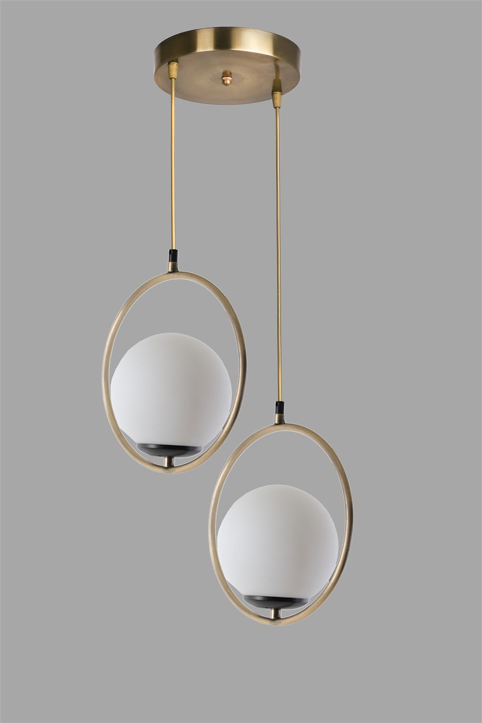 Candeeiro de Teto – 70 cm – Branco e Cobre – Metal