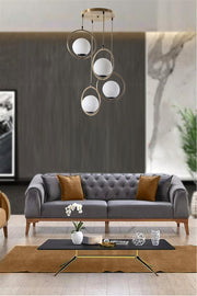 Candeeiro de Teto – 70 cm x 30 cm – Branco e Cobre – Metal