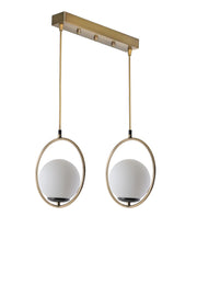 Candeeiro de Teto – 45 cm x 70 cm – Branco e Cobre – Metal