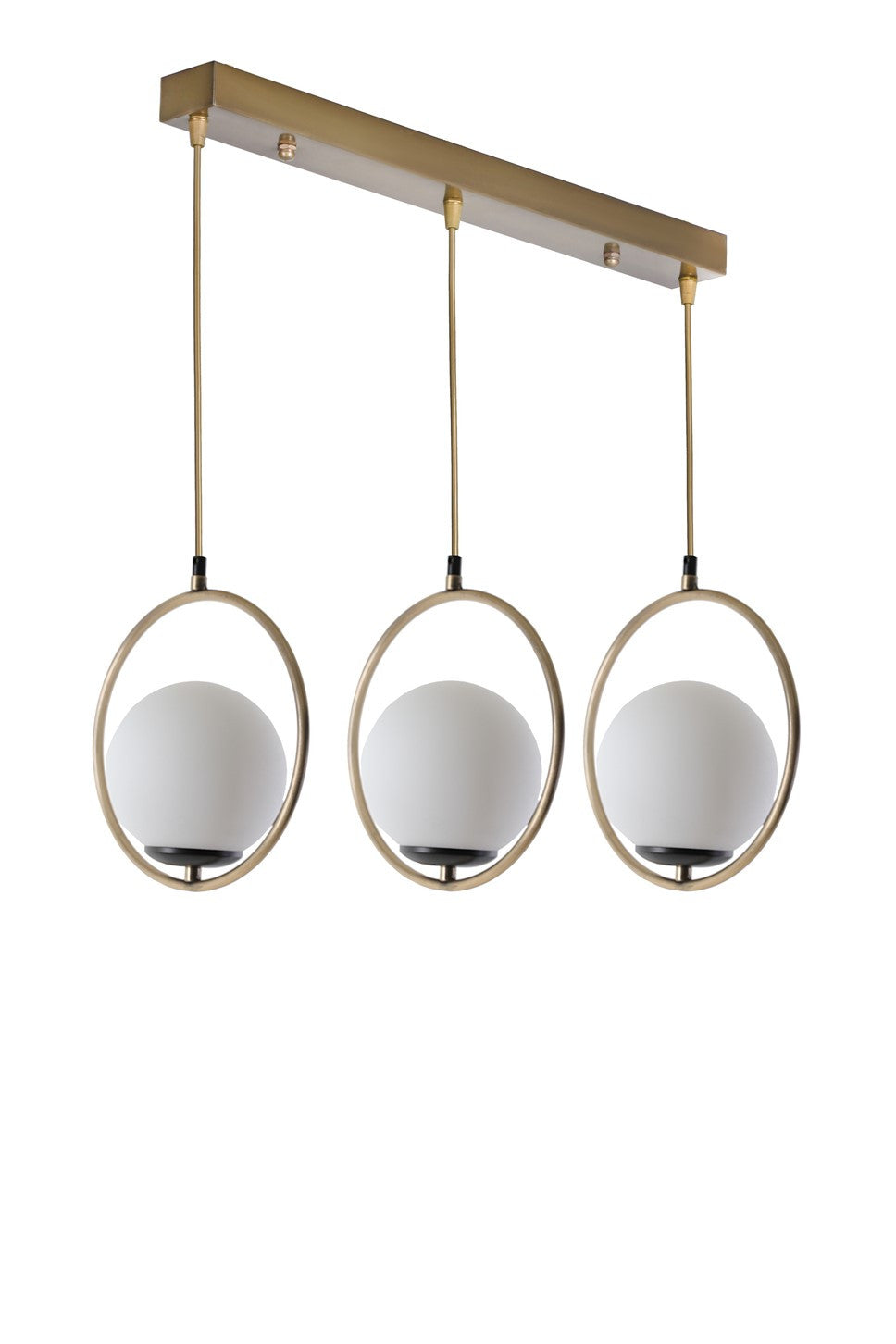 Candeeiro de Teto – 55 cm x 30 cm x 70 cm – Branco e Cobre – Metal