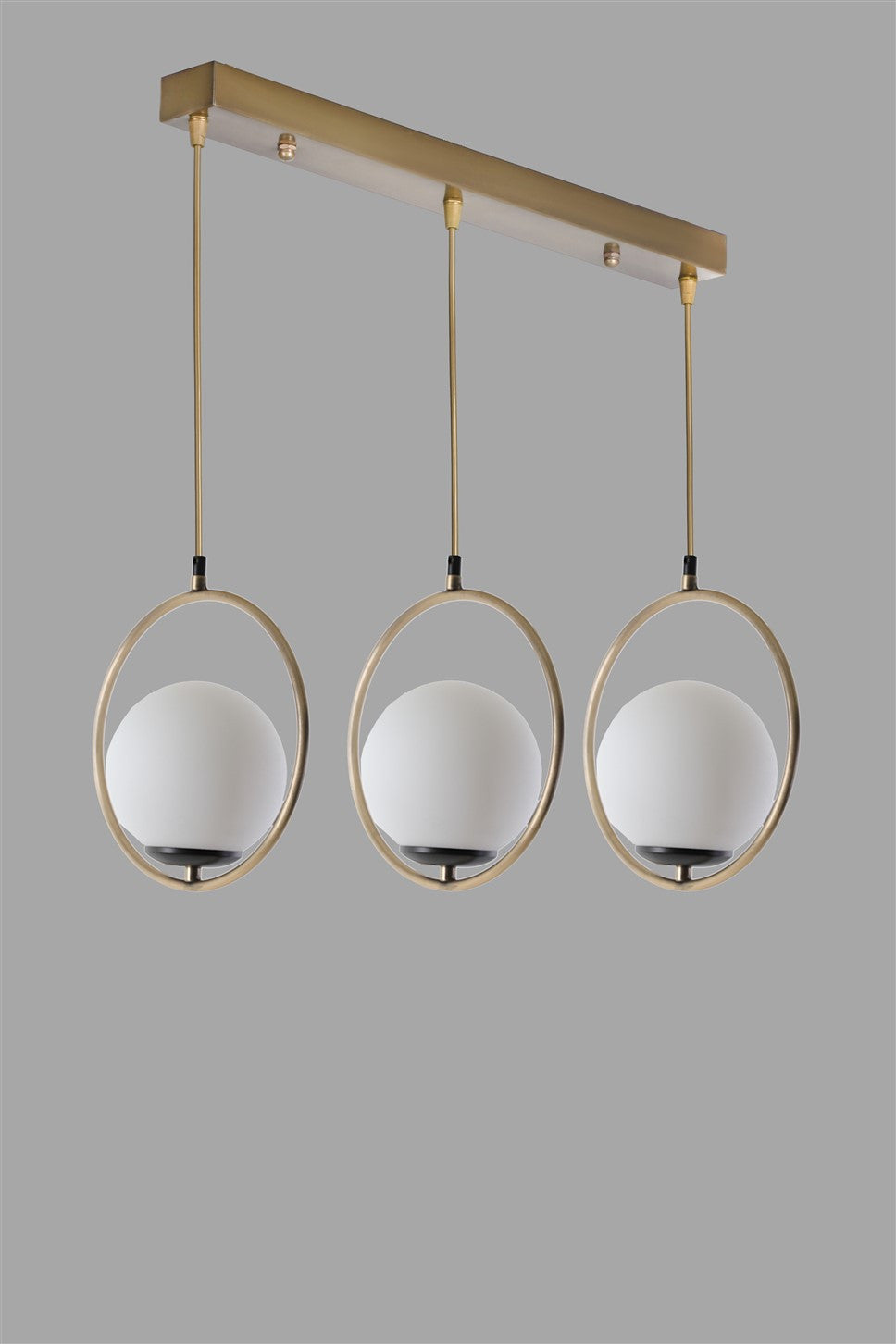 Candeeiro de Teto – 55 cm x 30 cm x 70 cm – Branco e Cobre – Metal