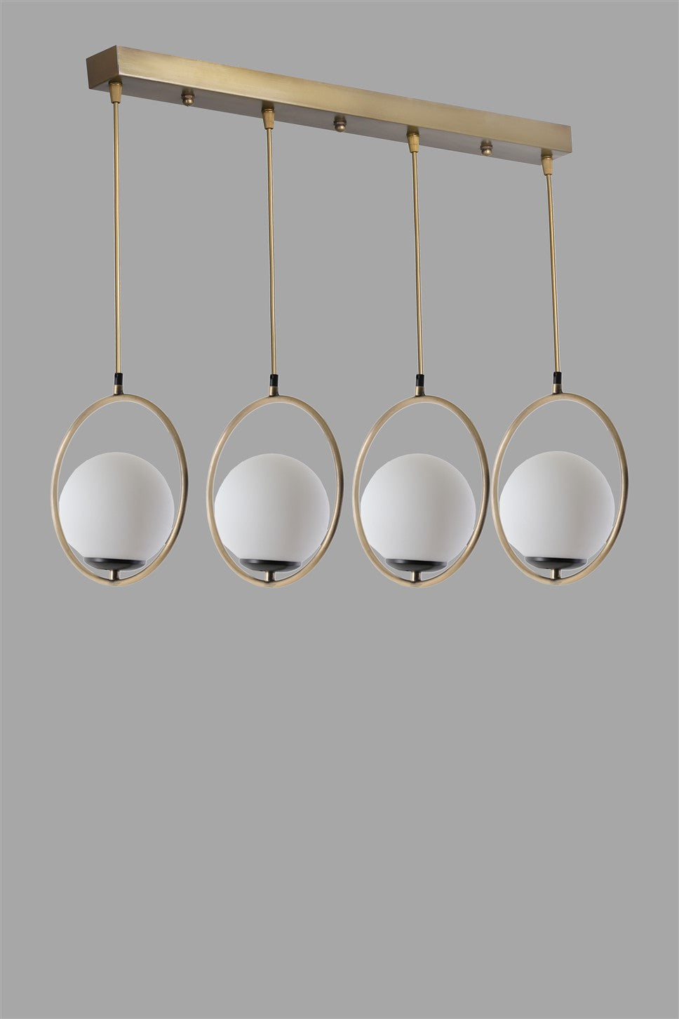 Candeeiro de Teto – 65 cm – Branco e Cobre – Metal