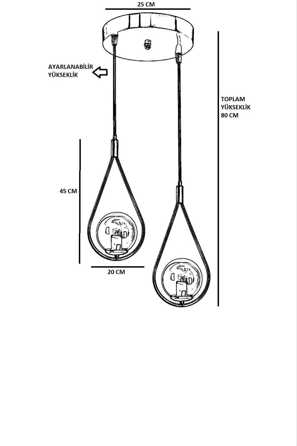 Candeeiro de Teto – 70 cm x 25 cm – Preto – Metal