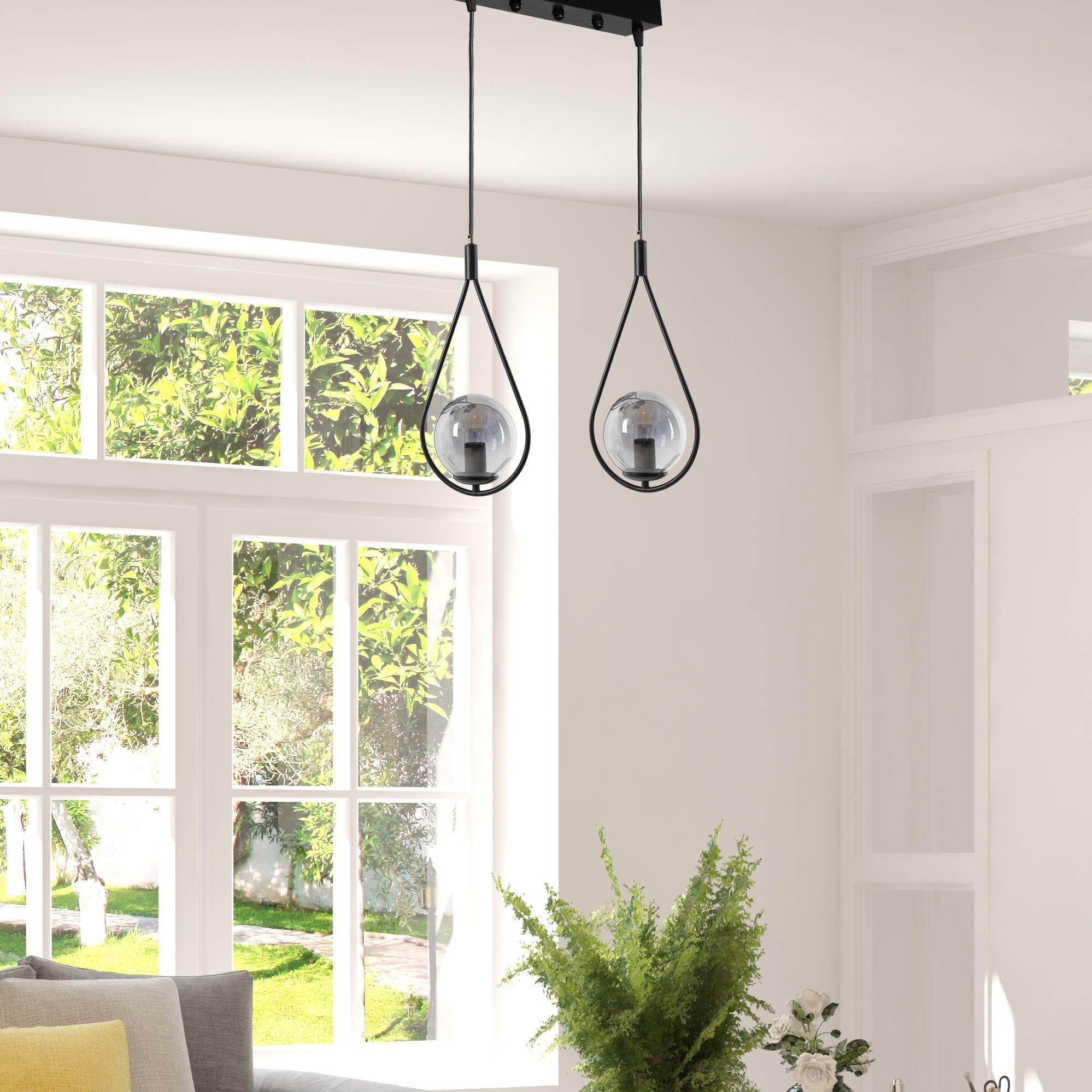 Candeeiro de Teto - 45 cm x 20 cm x 70 cm - Preto - Metal