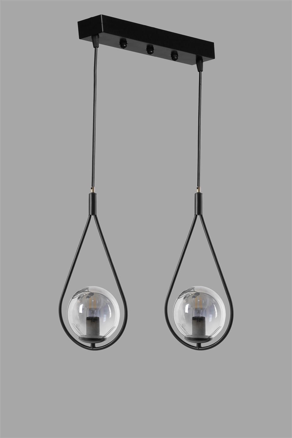 Candeeiro de Teto - 45 cm x 20 cm x 70 cm - Preto - Metal