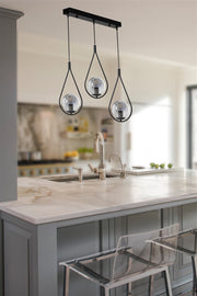 Candeeiro de Teto – 55 cm x 20 cm x 70 cm – Preto – Metal