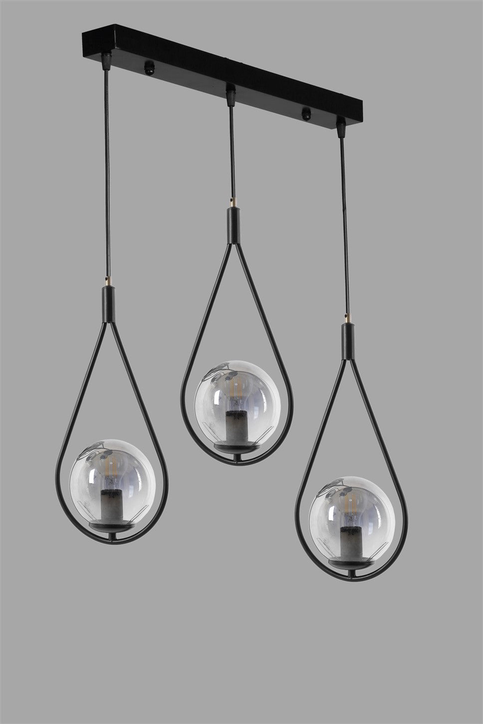 Candeeiro de Teto – 55 cm x 20 cm x 70 cm – Preto – Metal