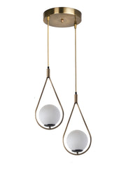 Candeeiro de Teto – 70 cm x 25 cm – Branco e Cobre – Metal