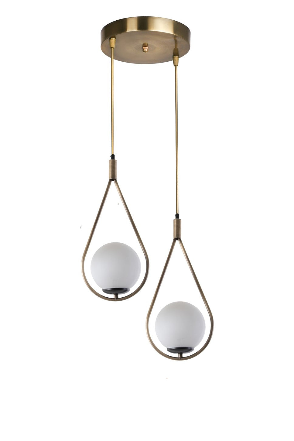 Candeeiro de Teto – 70 cm x 25 cm – Branco e Cobre – Metal