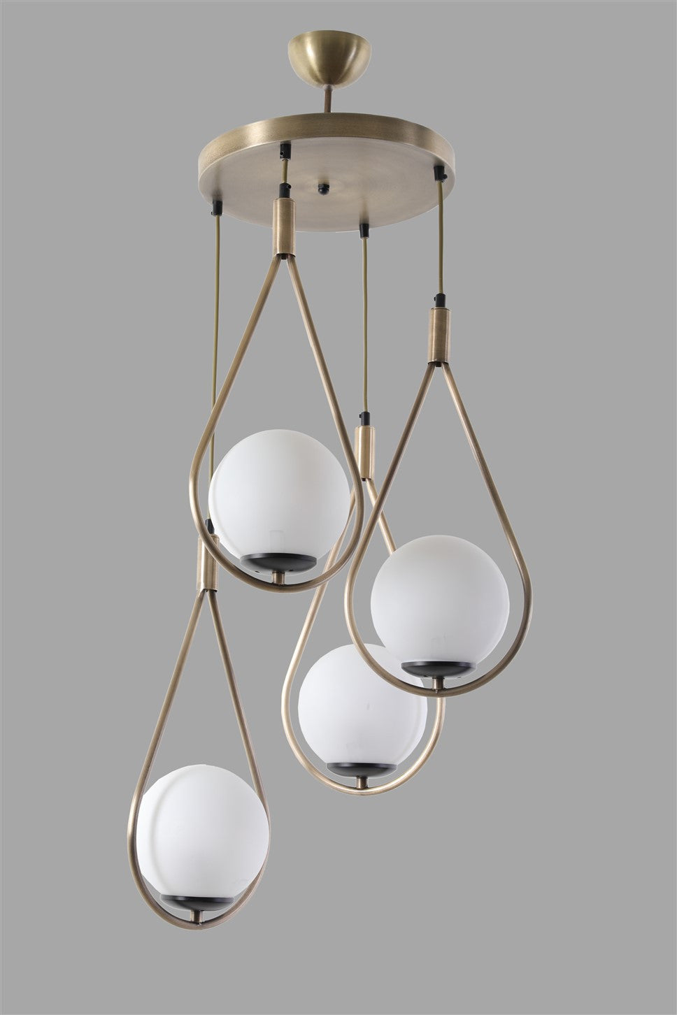 Candeeiro de Teto – 70 cm – Branco e Cobre – Metal