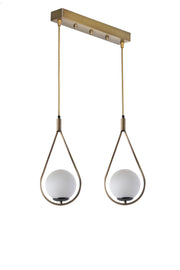 Candeeiro de Teto – 45 cm x 20 cm x 70 cm – Branco e Cobre – Metal