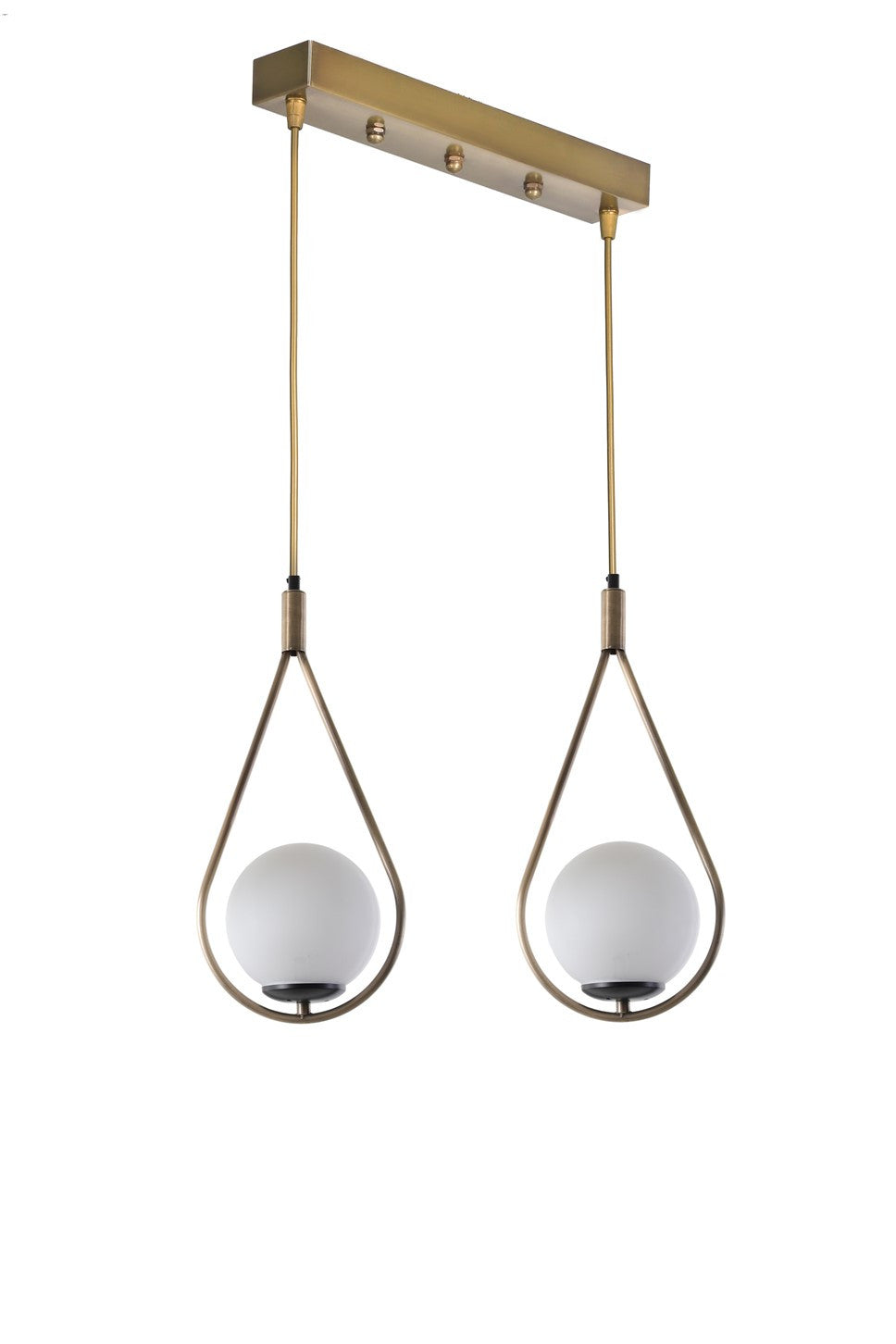 Candeeiro de Teto – 45 cm x 20 cm x 70 cm – Branco e Cobre – Metal