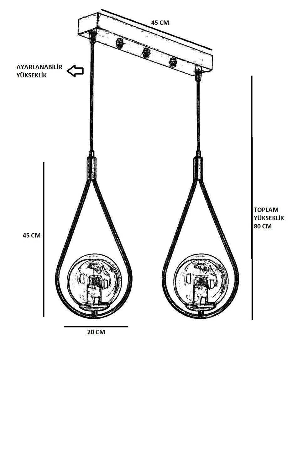 Candeeiro de Teto – 45 cm x 20 cm x 70 cm – Branco e Cobre – Metal
