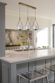 Candeeiro de Teto – 55 cm x 20 cm x 70 cm – Branco e Cobre – Metal