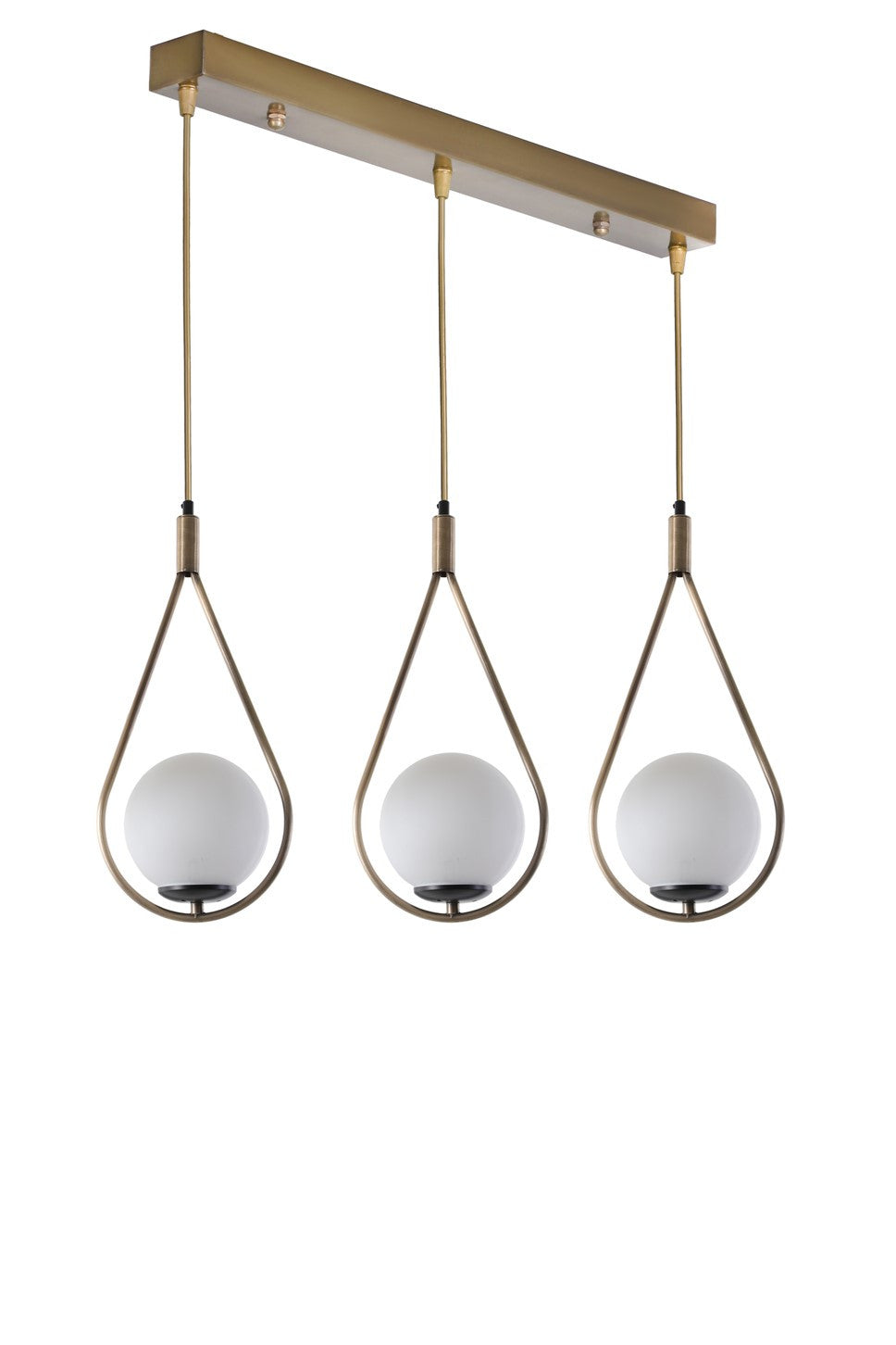 Candeeiro de Teto – 55 cm x 20 cm x 70 cm – Branco e Cobre – Metal