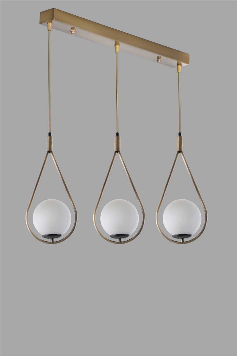 Candeeiro de Teto – 55 cm x 20 cm x 70 cm – Branco e Cobre – Metal