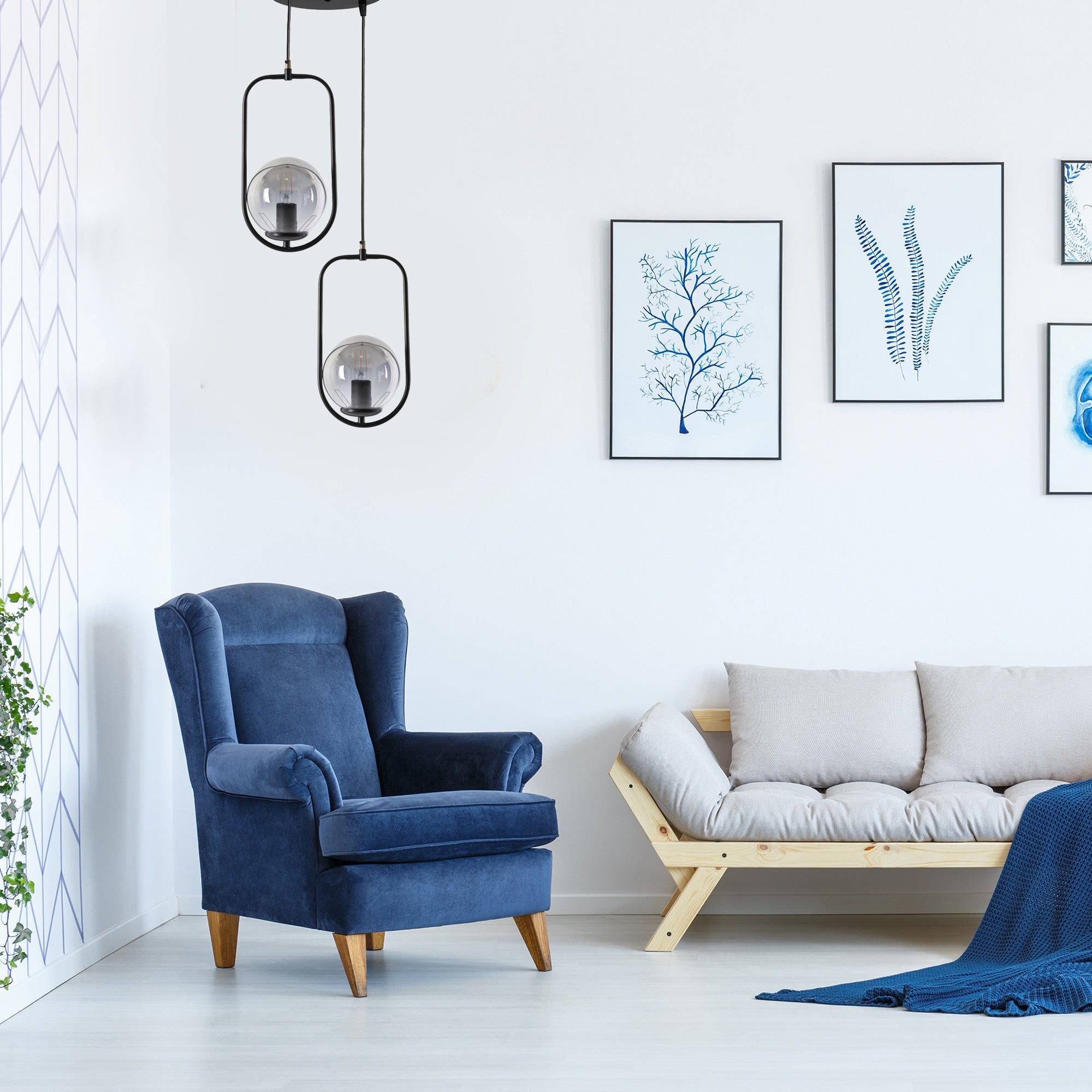 Candeeiro de Teto – 70 cm – Preto – Metal