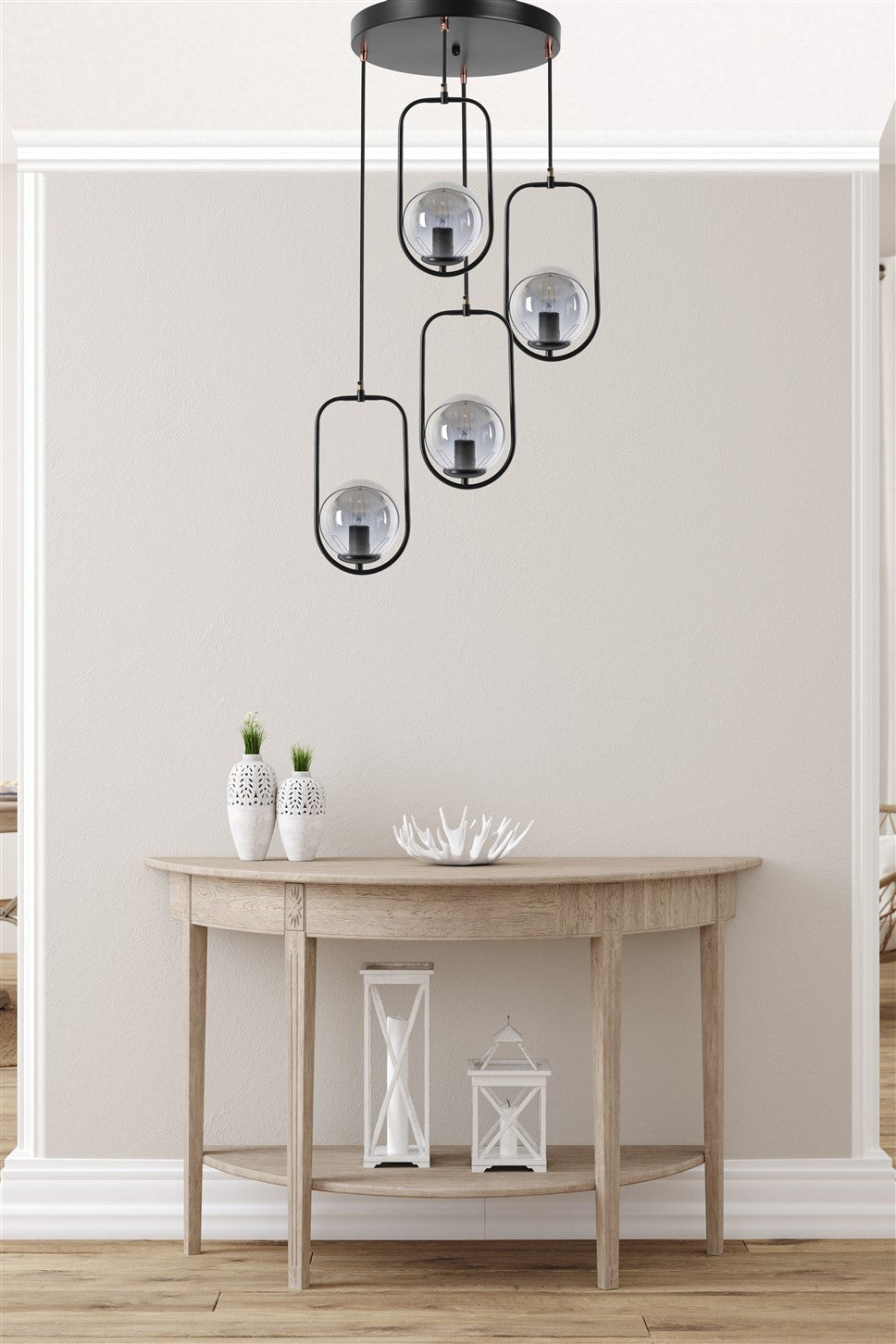 Candeeiro de Teto – 70 cm x 30 cm – Preto – Metal