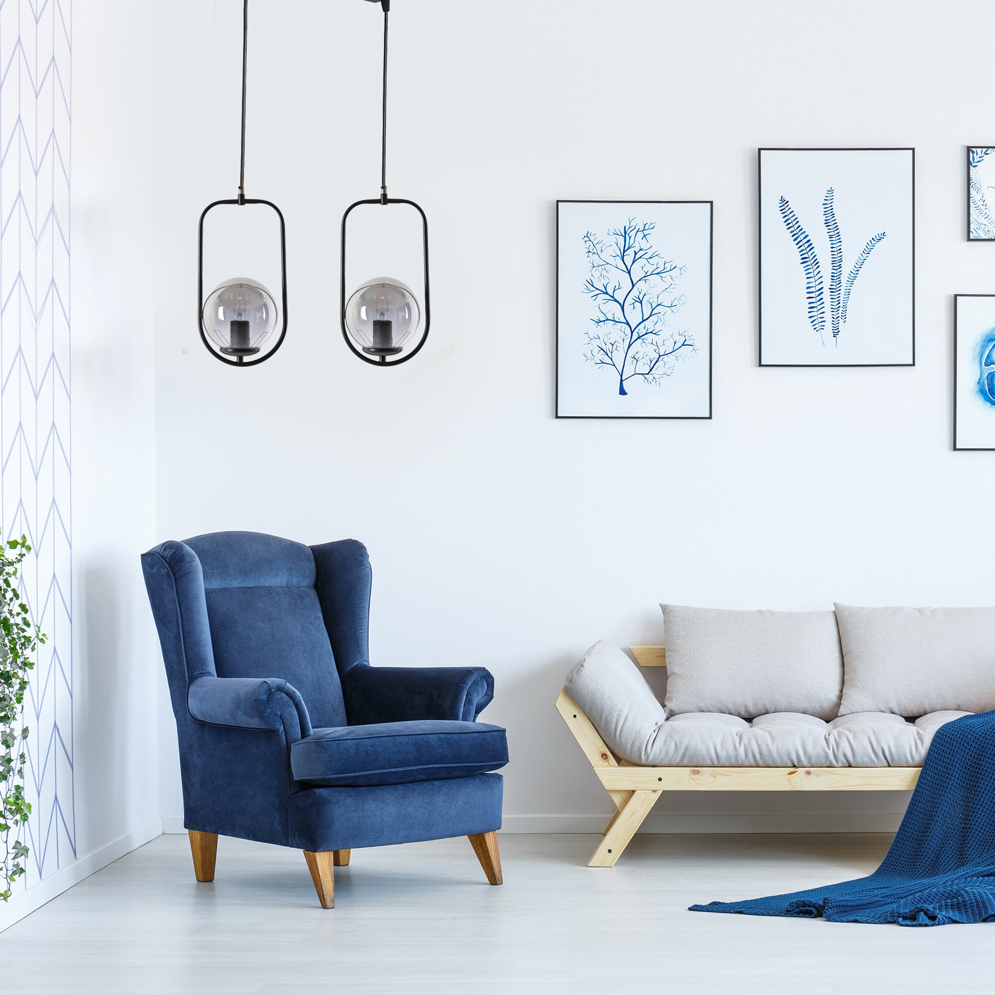 Candeeiro de Teto – 45 cm x 18 cm x 70 cm – Preto – Metal