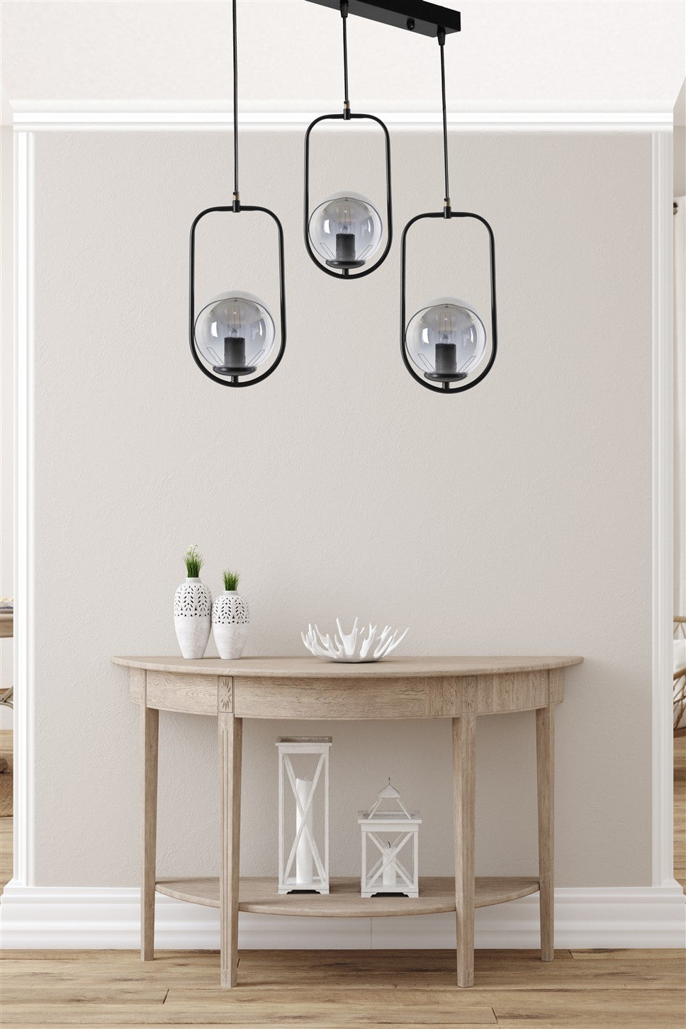 Candeeiro de Teto – 55 cm x 18 cm x 70 cm – Preto – Metal