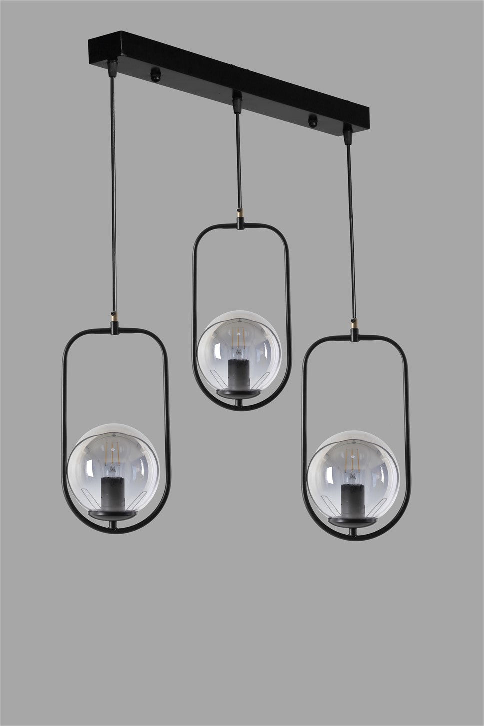 Candeeiro de Teto – 55 cm x 18 cm x 70 cm – Preto – Metal