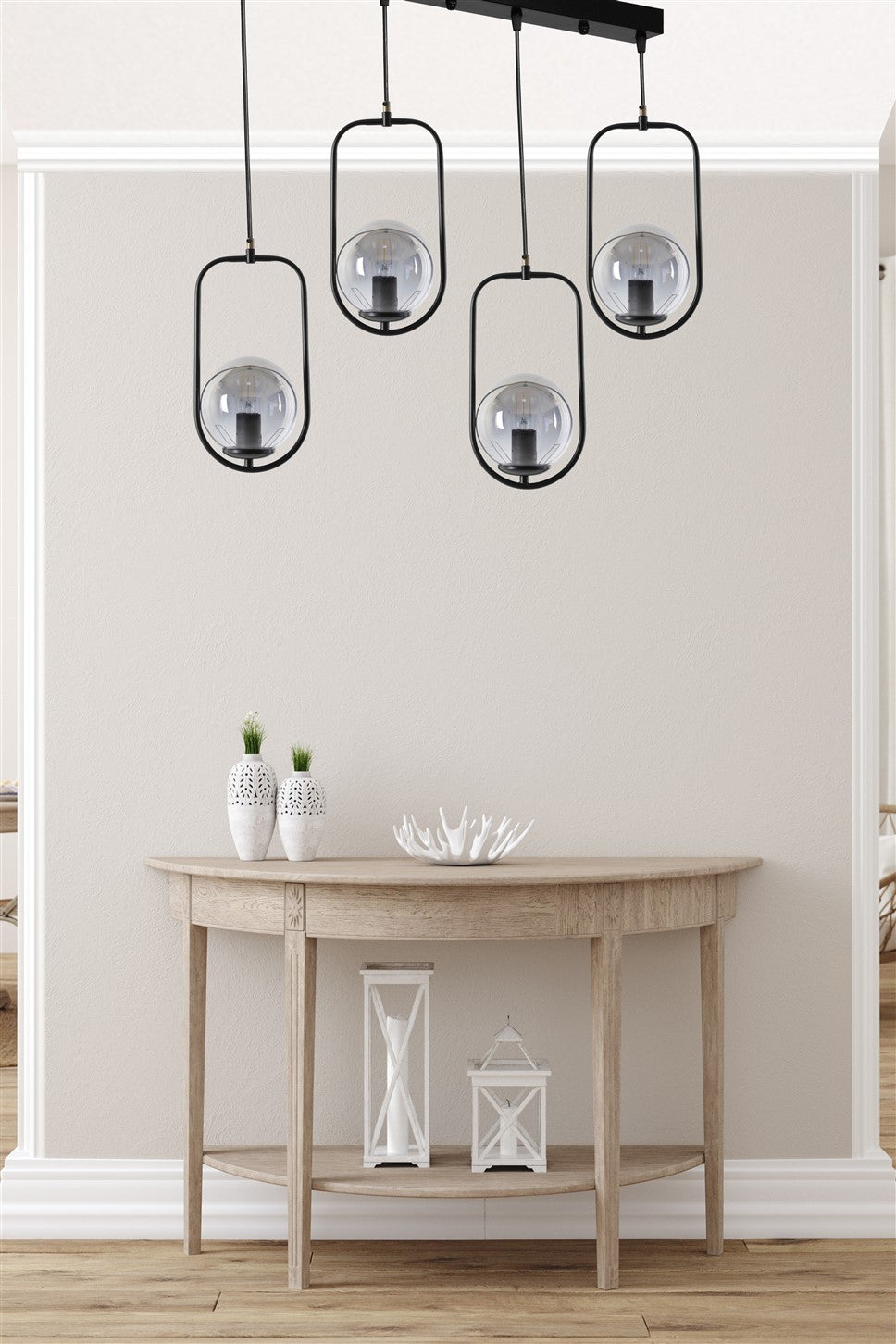 Candeeiro de Teto – 65 cm x 18 cm x 70 cm – Preto – Metal