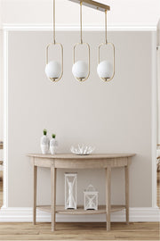 Candeeiro de Teto – 55 cm x 18 cm x 70 cm – Branco e Cobre – Metal