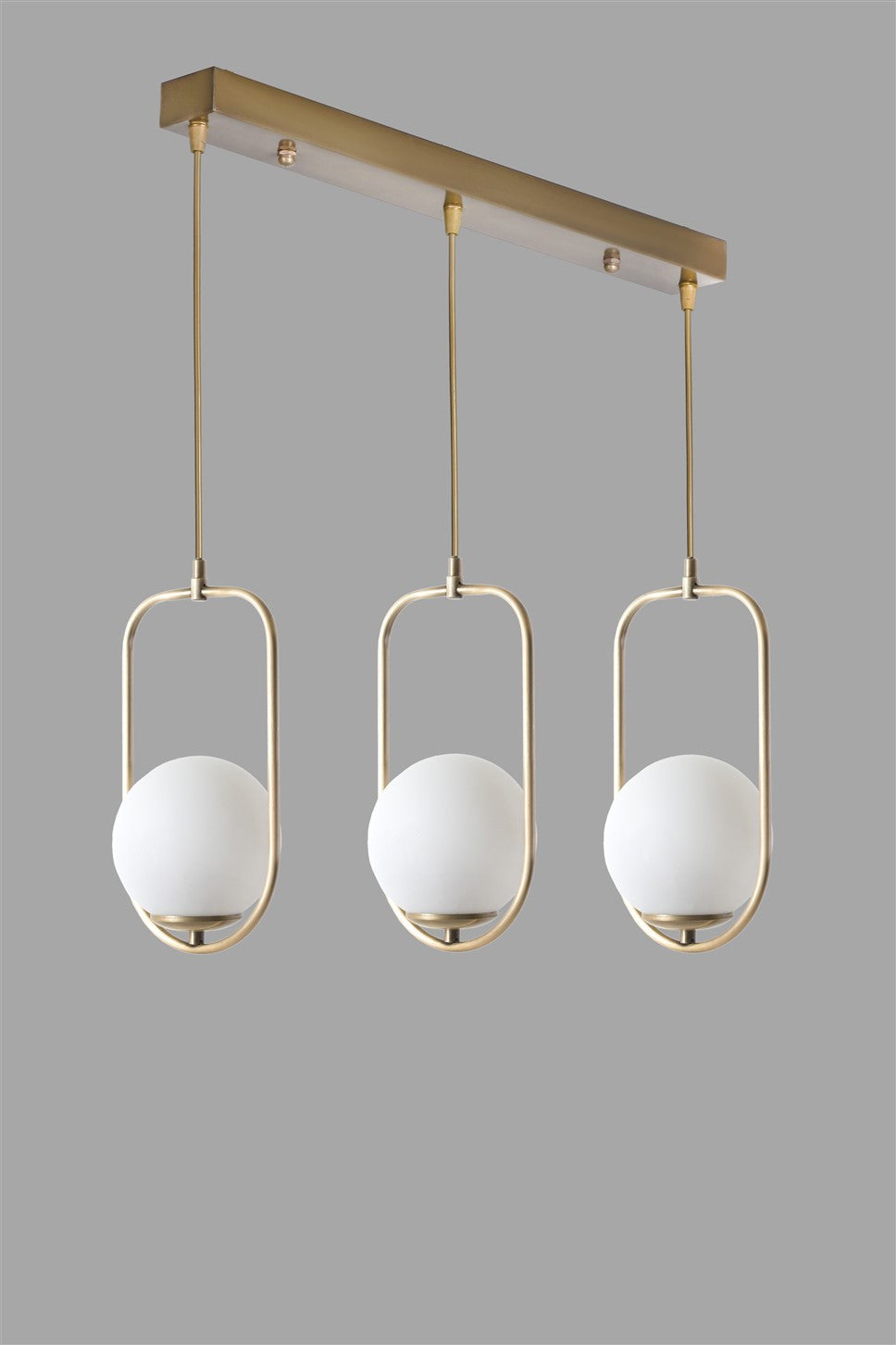 Candeeiro de Teto – 55 cm x 18 cm x 70 cm – Branco e Cobre – Metal