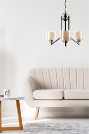 Candeeiro de Teto – 55 cm diâmetro – Preto e Cobre – Metal